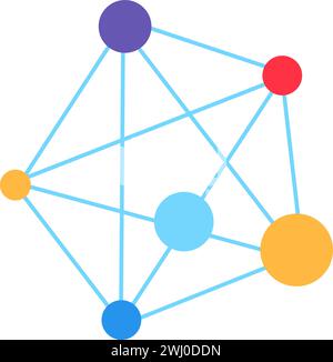Network structure interface. Intricate network of connections, abstract techno element for modern and retro technological design. Simple color vector Stock Vector