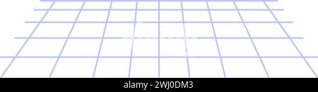 Horizontal grid drawn with blue lines in perspective. Line drawing grid abstract techno element for modern and retro technological design. Simple colo Stock Vector