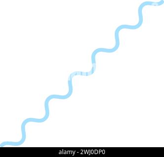 Diagonal blue wavy line. Image of radio wave, abstract techno element for modern and retro technological design. Simple color vector pictogram isolate Stock Vector