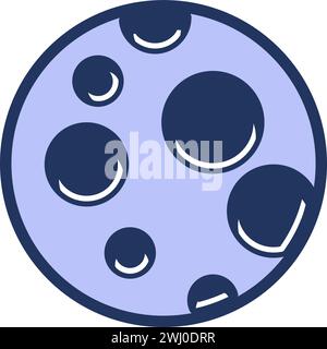 Moon Earth satellite. Planet with craters on the surface, abstract techno element for modern and retro technological design. Simple color vector picto Stock Vector