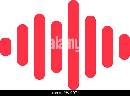 Sound Wave. Unique pulse of audio frequencies, abstract techno element for modern and retro technological design. Simple color vector pictogram isolat Stock Vector