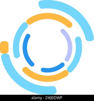 Cycle circular graphic. Watching loading symbol, abstract techno element for modern and retro technological design. Simple color vector pictogram isol Stock Vector