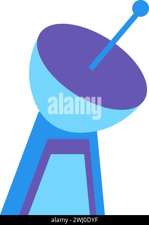 Antenna Radar Dish. Flow of information in highly connected world, abstract techno element for modern and retro technological design. Simple color vec Stock Vector