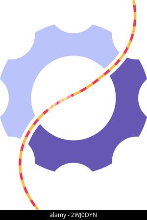 Dynamic process of spinning. Gears and wheels at work, abstract techno element for modern and retro technological design. Simple color vector pictogra Stock Vector