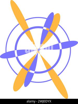 Flight, aerospace icon. Dynamic energy of propeller, abstract techno element for modern and retro technological design. Simple color vector pictogram Stock Vector