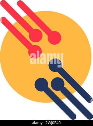 Sophisticated web of modern day interfaces. Metaphorical node, abstract techno element for modern and retro technological design. Simple color vector Stock Vector