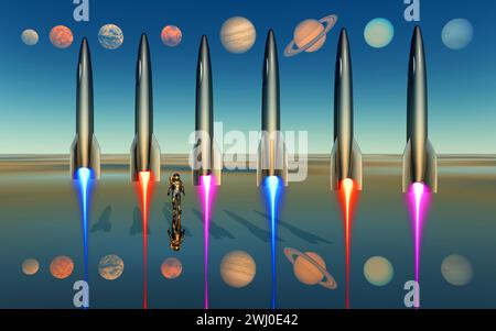 Space Rockets Blasting Off Stock Photo