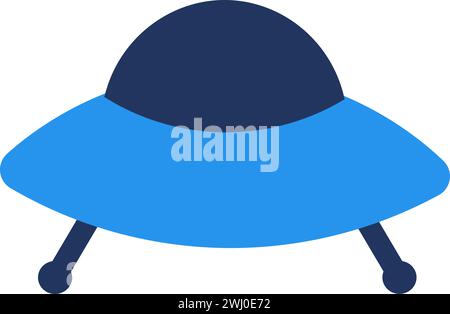 Alien visitor, dynamic spaceship. Unfathomable flying vehicle, abstract techno element for modern and retro technological design. Simple color vector Stock Vector