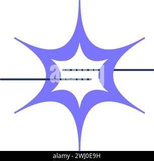 Electric pulse of neuron. Starlit Neuron, abstract techno element for modern and retro technological design. Simple color vector pictogram isolated on Stock Vector