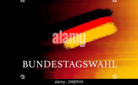 German country flag with text. Federal election in Germany,. Bundestagswahl. Government Banner Stock Photo