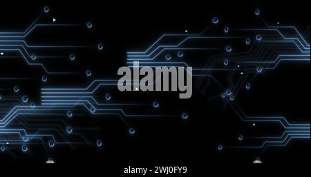 Image of ai text, icons and data processing over circuit board Stock Photo