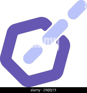 Connection blue chain. System networking and cooperation, abstract techno element for modern and retro technological design. Simple color vector picto Stock Vector