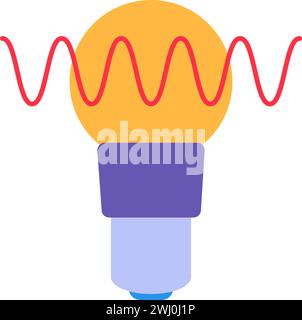 Light bulb energy radiance. Symbol of enlightenment, abstract techno element for modern and retro technological design. Simple color vector pictogram Stock Vector