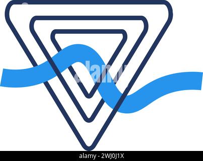 Electrifying energy and rhythmic flow. Triple graphic element, abstract techno element for modern and retro technological design. Simple color vector Stock Vector