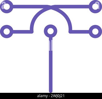 Digital architecture. Panorama of code interconnection, abstract techno element for modern and retro technological design. Simple color vector pictogr Stock Vector