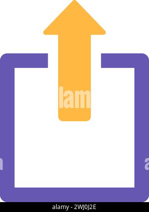 Digital storage realm. Cloud data upload, abstract techno element for modern and retro technological design. Simple color vector pictogram isolated on Stock Vector