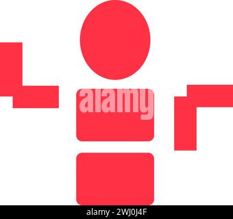 Persona red Pixel human. Simple avatar, digital manager, abstract techno element for modern and retro technological design. Simple color vector pictog Stock Vector