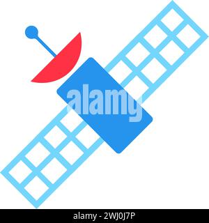 Satellite networks and navigation. Technologies and radar systems, abstract techno element for modern and retro technological design. Simple color vec Stock Vector