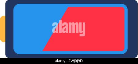 Accumulator battery indicator. Electricity and charge level, abstract techno element for modern and retro technological design. Simple color vector pi Stock Vector