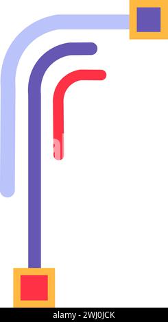 Cable contour. Blend of wire structures, abstract techno element for modern and retro technological design. Simple color vector pictogram isolated on Stock Vector