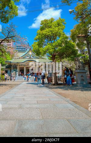 Namba Yasaka-jinja one of Osaka’s most distinctive places of worship with gigantic lion head-shape building with huge open mouth that swallows evil sp Stock Photo