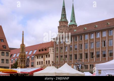 Nuremberg old town, main market, cityscape Stock Photo