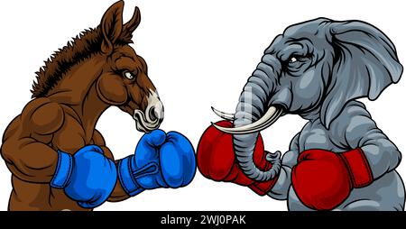 Republican Democrat Elephant Donkey Election Stock Vector