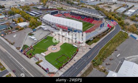 Aerial View Of America First Field, Home Of Major Leauge Soccer Club, Real Salt Lake Stock Photo