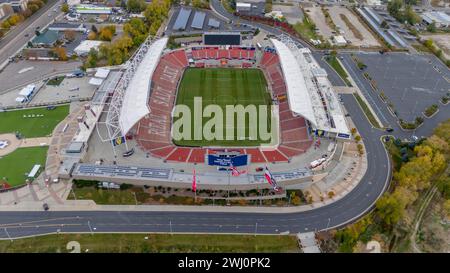 Aerial View Of America First Field, Home Of Major Leauge Soccer Club, Real Salt Lake Stock Photo