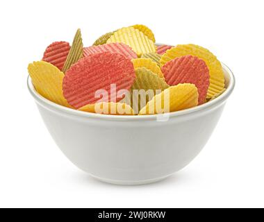 Mix of vegetable chips isolated on white background Stock Photo