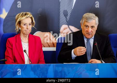 Roma, Italia. 12th Feb, 2024. Foto Roberto Monaldo/LaPresse12-02-2024 Roma Politica Conferenza stampa della Consulta nazionale della segreteria di Forza Italia Nella foto Letizia Moratti, Antonio Tajani 09-02-2024 Rome (Italy) Politics Press conference of the National council of the Forza Italia party secretariat In the pic Letizia Moratti, Antonio Tajani Credit: LaPresse/Alamy Live News Stock Photo