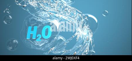 H2O Water Swirl - 3d illustration Stock Photo