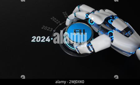 Robot Hand Control Knob AI 2024 Stock Photo