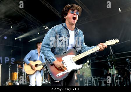 Rock band the Vamps live on stage, South Tyneside Music Festival 10 July 2023, Bents Park, South Shields, Northeast England, UK Stock Photo