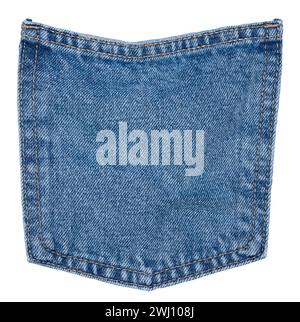 Back pocket of blue jeans on white background Stock Photo