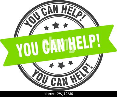 you can help stamp. you can help round sign. label on transparent background Stock Vector