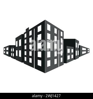 Building vector icon with black filling Stock Vector