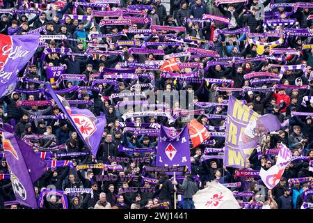 Firenze, Italia. 11th Feb, 2024. Foto Marco Bucco/LaPresse 11 Febbraio 2024 - Firenze, Italia Sport, Calcio Fiorentina vs Frosinone - Campionato italiano di calcio Serie A TIM 2023/2024 - Stadio Artemio Franchi. Nella foto: i tifosi della Fiorentina Photo Marco Bucco/LaPresse February 11, 2024 - Firenze, Italy Sport, Soccer Fiorentina vs Frosinone - Italian Serie A Football Championship 2023/2024 - Artemio Franchi Stadium. In the photo: Fiorentina supporters Credit: LaPresse/Alamy Live News Stock Photo