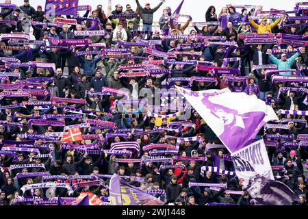 Firenze, Italia. 11th Feb, 2024. Foto Marco Bucco/LaPresse 11 Febbraio 2024 - Firenze, Italia Sport, Calcio Fiorentina vs Frosinone - Campionato italiano di calcio Serie A TIM 2023/2024 - Stadio Artemio Franchi. Nella foto: i tifosi della Fiorentina Photo Marco Bucco/LaPresse February 11, 2024 - Firenze, Italy Sport, Soccer Fiorentina vs Frosinone - Italian Serie A Football Championship 2023/2024 - Artemio Franchi Stadium. In the photo: Fiorentina supporters Credit: LaPresse/Alamy Live News Stock Photo