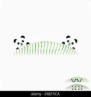 Logo design graphic concept creative premium vector stock themes abstract line art building with negative space panda. Relate to animal cute property Stock Vector