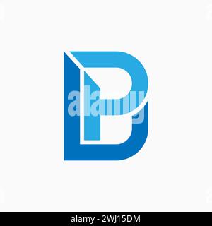 Logo design graphic concept creative premium vector stock letter initial sign icon DP or PD font negative space Relate to monogram typography branding Stock Vector