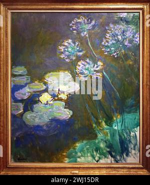 Water Lilies and Agapanthus (1914-1917)  by Claude Monet (1840-1926). Stock Photo