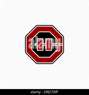 Logo design graphic concept creative art premium vector stock themes abstract initial CH or HC font on octagonal. Relate monogram typography branding Stock Vector