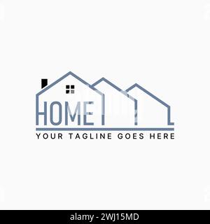 Logo design graphic concept creative premium abstract vector stock word home with art outline house architecture. Relate property real estate branding Stock Vector