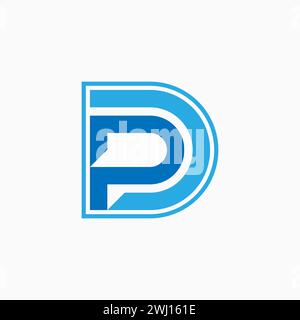 Logo design graphic concept creative premium vector stock letter initial sign icon DP or PC font negative space Relate to monogram typography branding Stock Vector