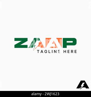 Logo design graphic concept creative premium vector stock sign initial letter Zaap font thunder block. Related to monogram electric light power brand Stock Vector