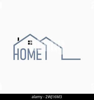 Logo design graphic concept creative premium vector stock abstract word home with art outline house architecture. Relate property real estate branding Stock Vector