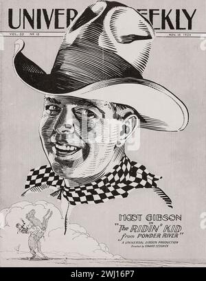 Universal Weekly (Universal, 15 Nov 1924). Exhibitor Magazine - Illustration of Hoot Gibson on the cover - 'The Ridin' Kid' from Powder River. Stock Photo