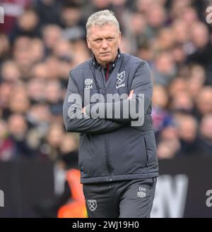 London, UK. 11th Feb, 2024 - West Ham United v Arsenal - Premier League - London Stadium.                                                                    West Ham Manager David Moyes.                                                     Picture Credit: Mark Pain / Alamy Live News Stock Photo