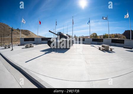 Dubois, Wyoming - October 5, 2023: National Museum of Military Vehicles, outside the entrance Stock Photo